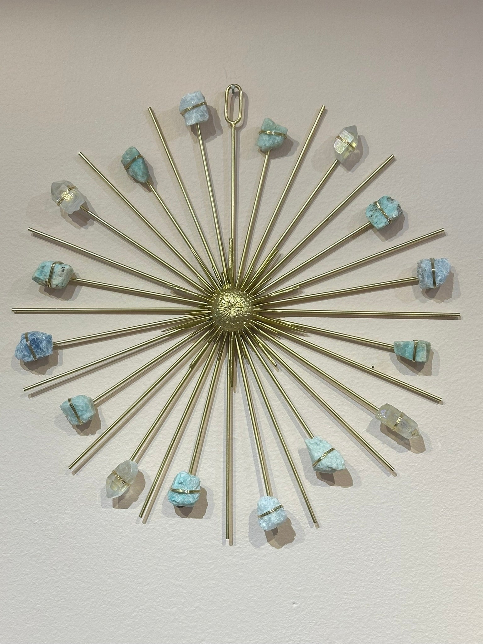 Mega Beach Vibes Sunburst Crystal Grid - Aura Quartz, Blue Calcite, Aquamarine, Amazonite - Ariana Ost
