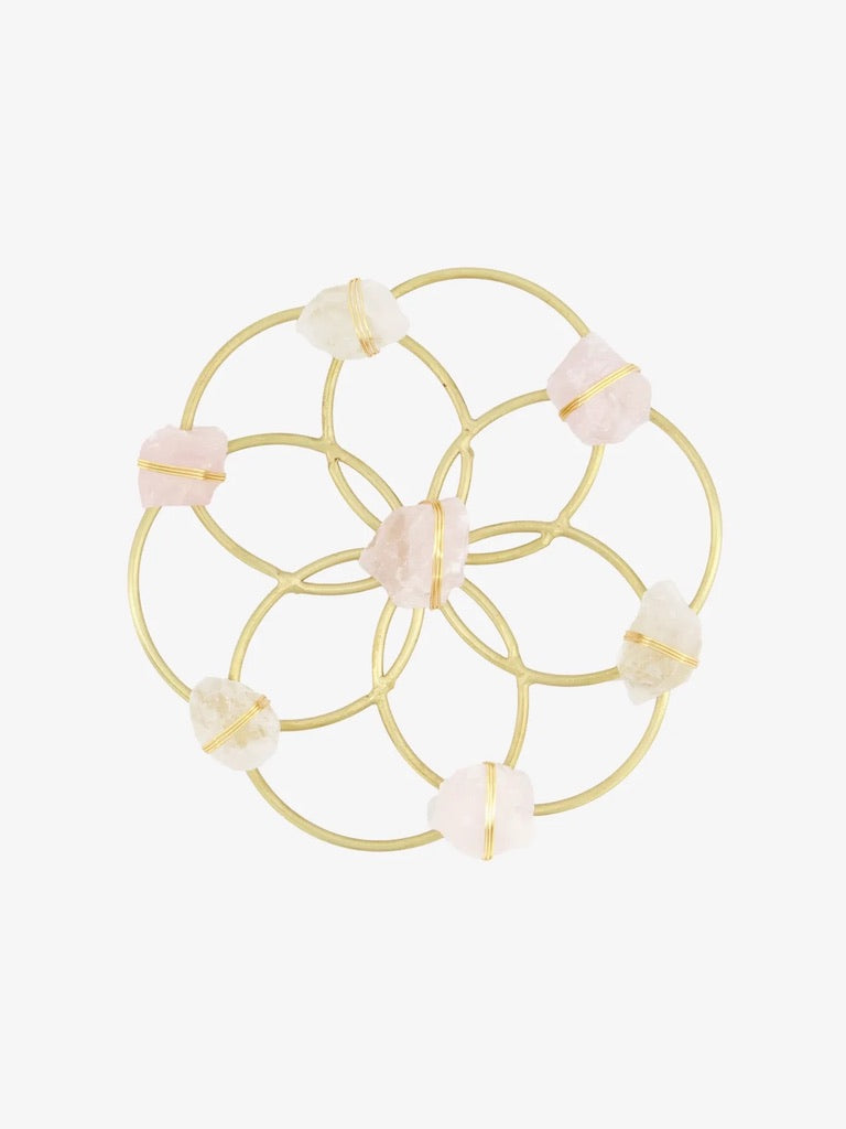 rose quartz crystal grid