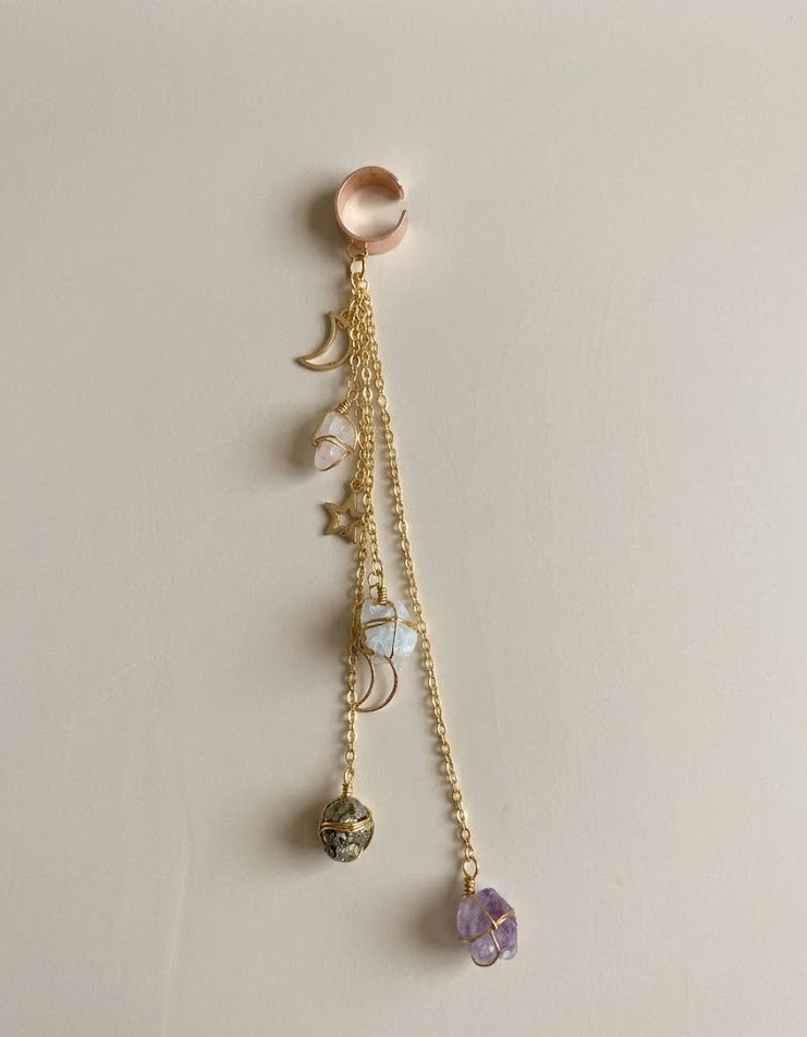 Clip on Dripping Crystal Ear Party Cuff