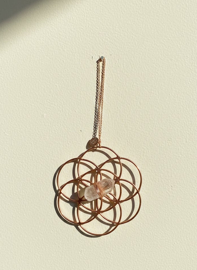 Crystal Grid Flower Of Life Ornament - Clear Quartz - Ariana Ost