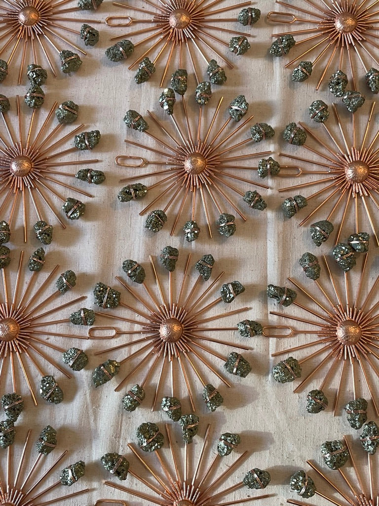 rose gold pyrite sunburst grid