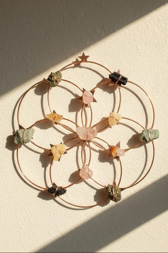 Large Flower of Life Healing Crystal Grid - Rose Gold - Ariana Ost