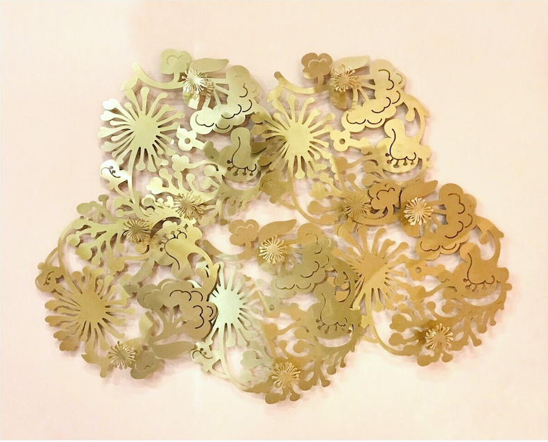 Golden Floral Metal Wall Art Piece - Ariana Ost