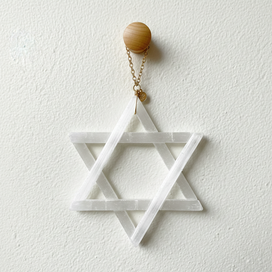 Selenite Jewish Star Ornament - Ariana Ost