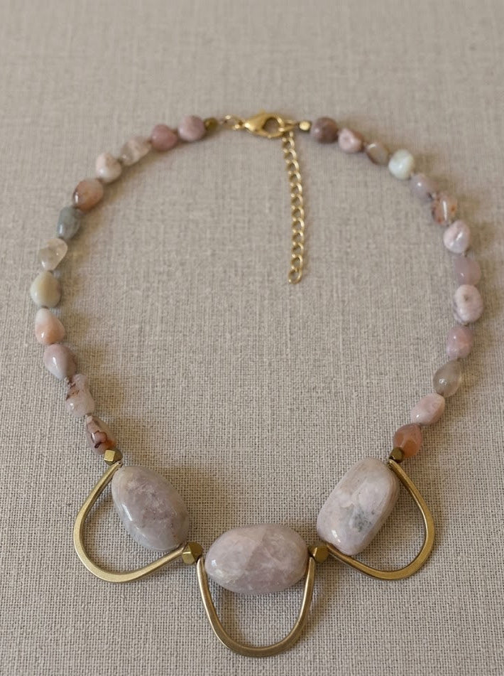 Statement Pink Agate Necklace - Ariana Ost