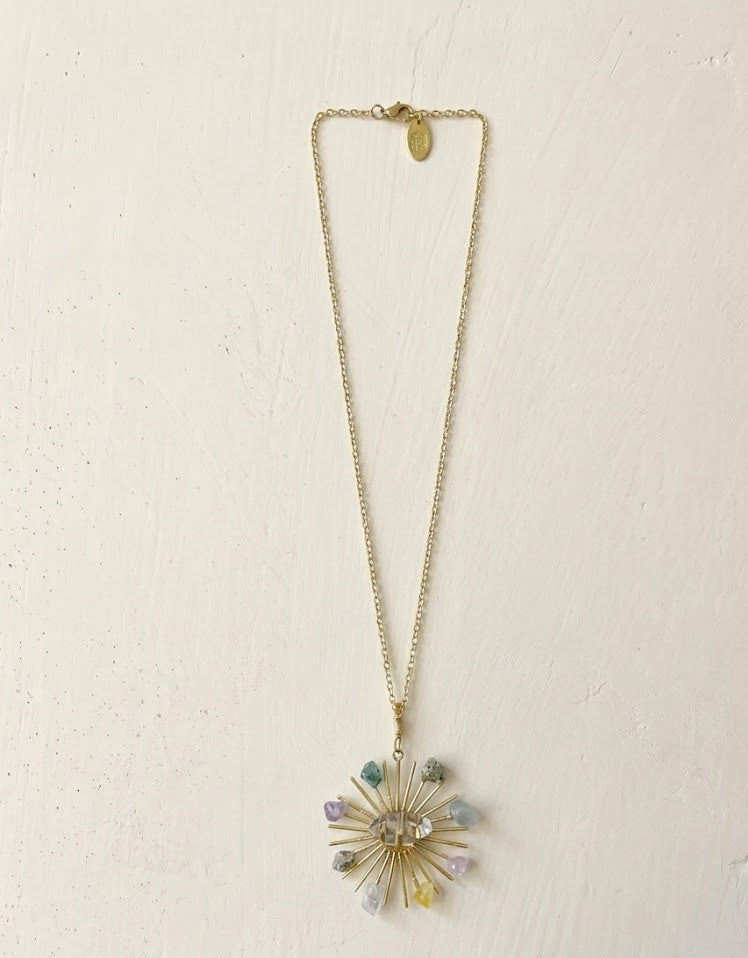 Sunburst Healing Crystal Grid Necklace - Ariana Ost
