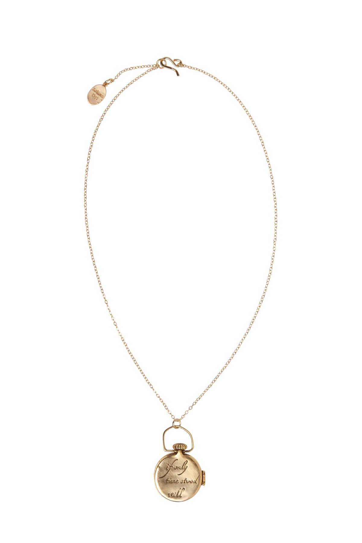 Back of the Clock Locket necklace, engraved with If only time stood still - Ariana Ost