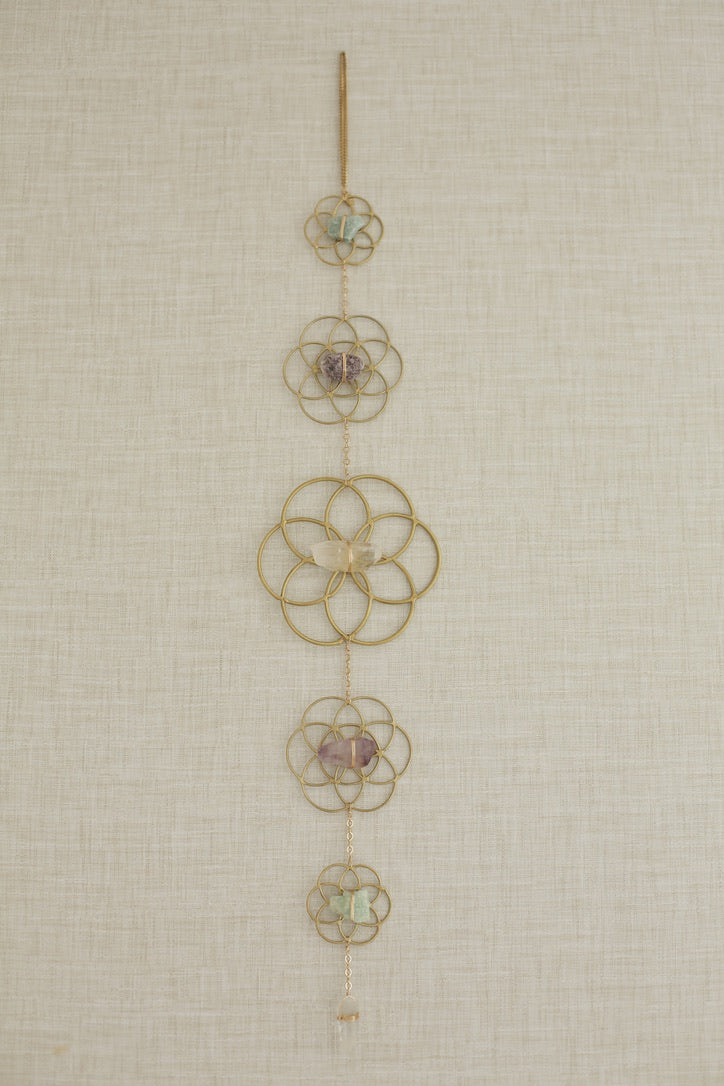 crystal grid flower wall hanging