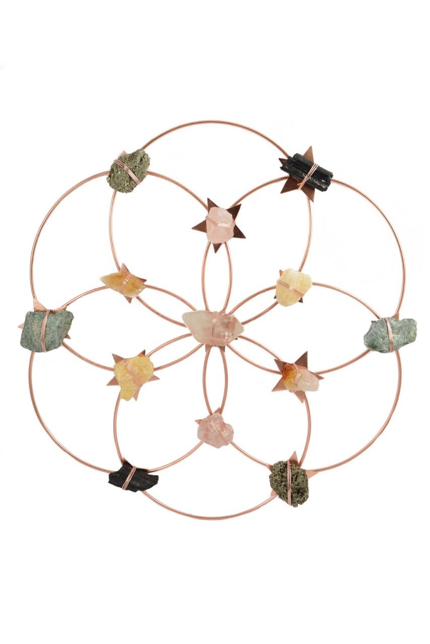 Large Flower of Life Healing Crystal Grid - Rose Gold - Ariana Ost