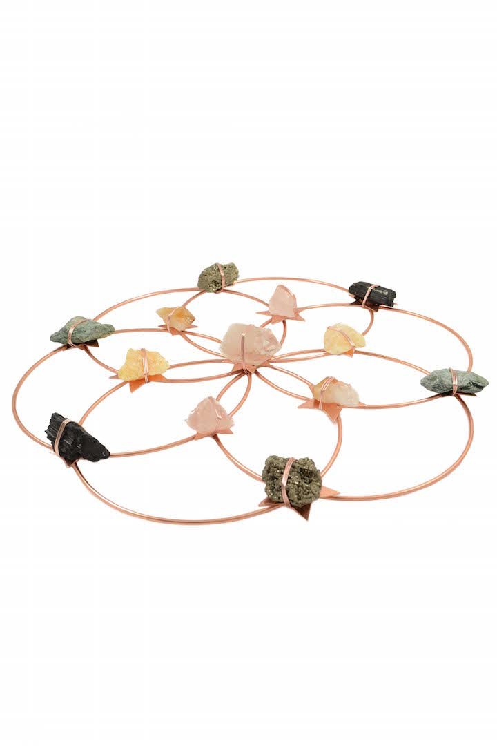 Large Flower of Life Healing Crystal Grid - Rose Gold - Ariana Ost