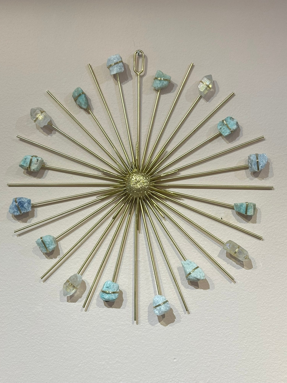 Mega Beach Vibes Sunburst Crystal Grid - Aura Quartz, Blue Calcite, Aquamarine, Amazonite - Ariana Ost