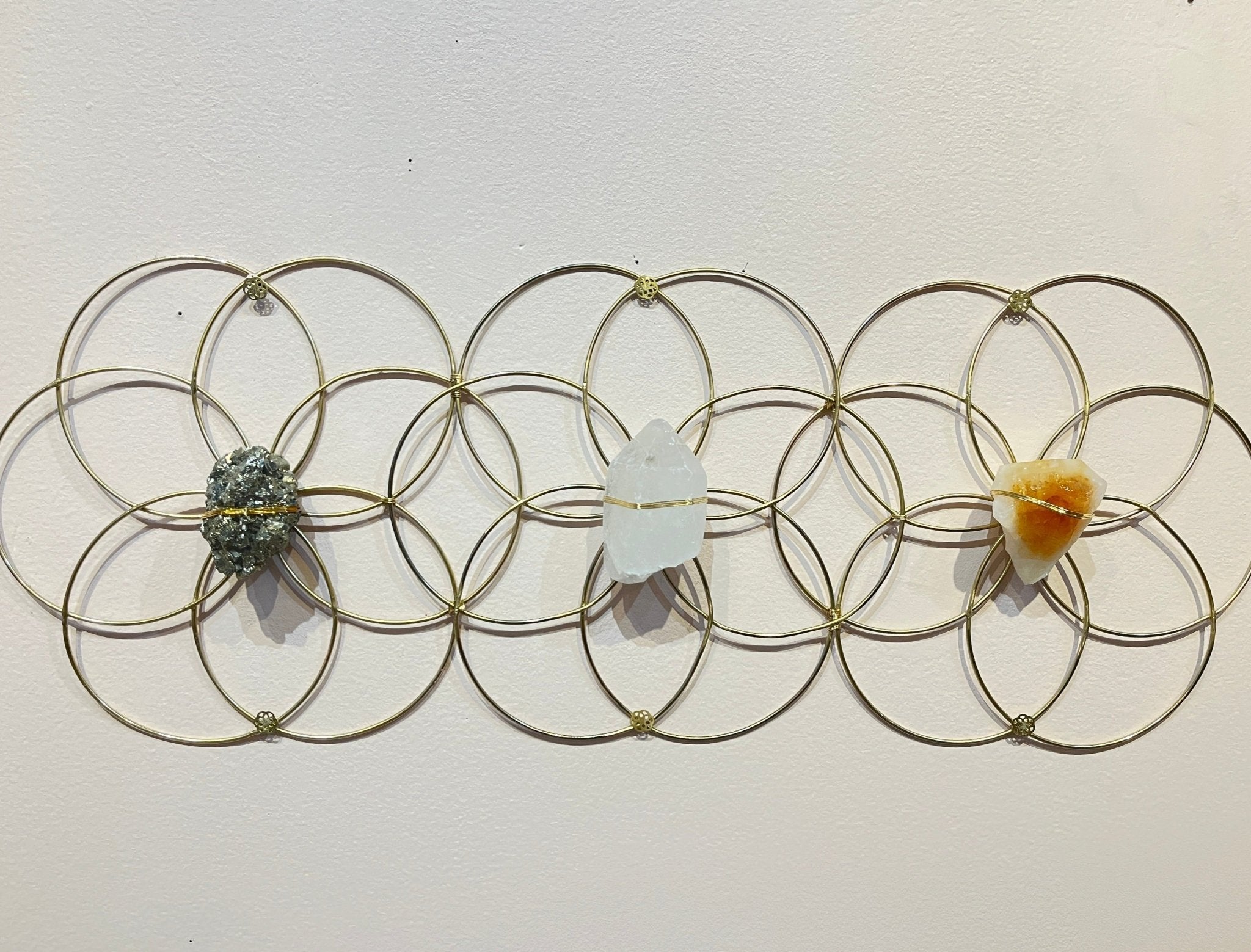 Triple Crystal Grid - Healing Crystal Wall Decor - Flower Of Life - Large - Ariana Ost