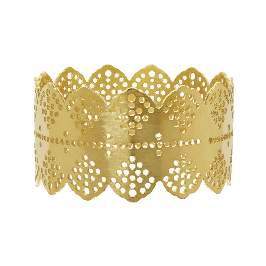 Lace Doily Napkin Ring catching the light as it turns - Ariana Ost