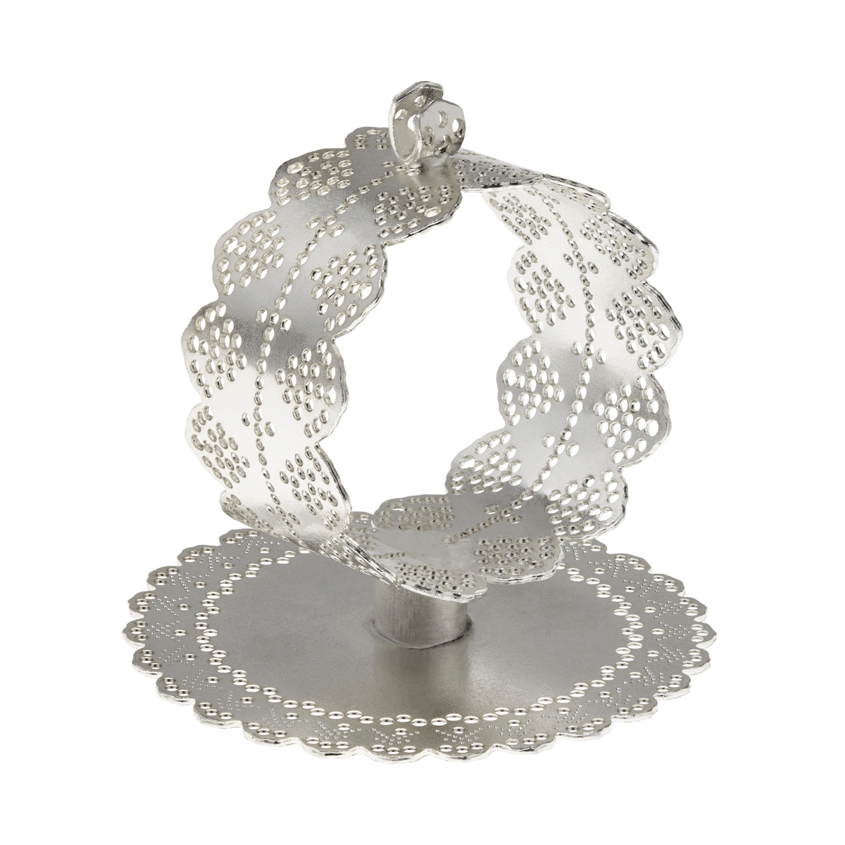 Lace Doily Place Card Holder turning to show the lace ring - Ariana Ost