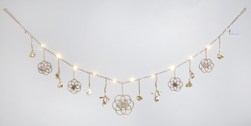 Flower of Life Healing Crystal Grid Garland with String Lighting - Ariana Ost