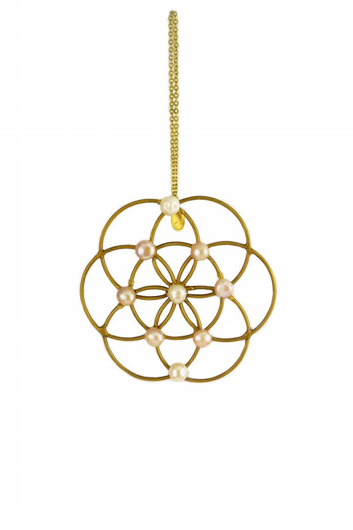 Freshwater Pearl Flower Of Life Grid Ornament - Ariana Ost