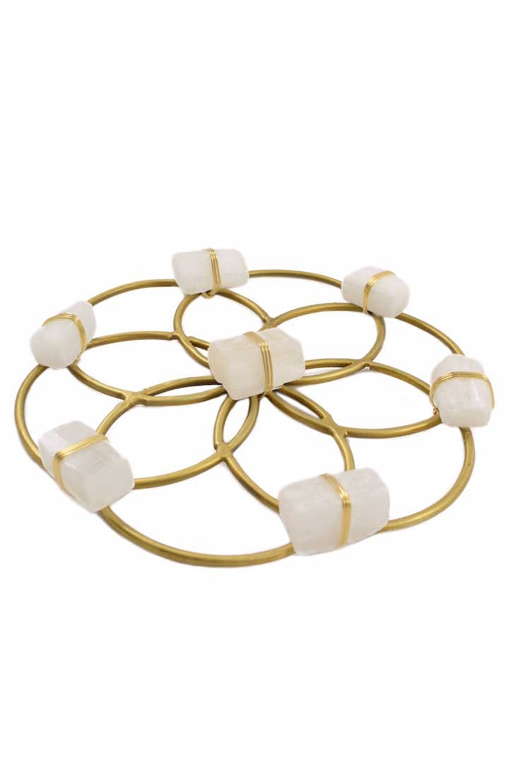 Small Flower of Life Healing Crystal Grid - Selenite - Ariana Ost
