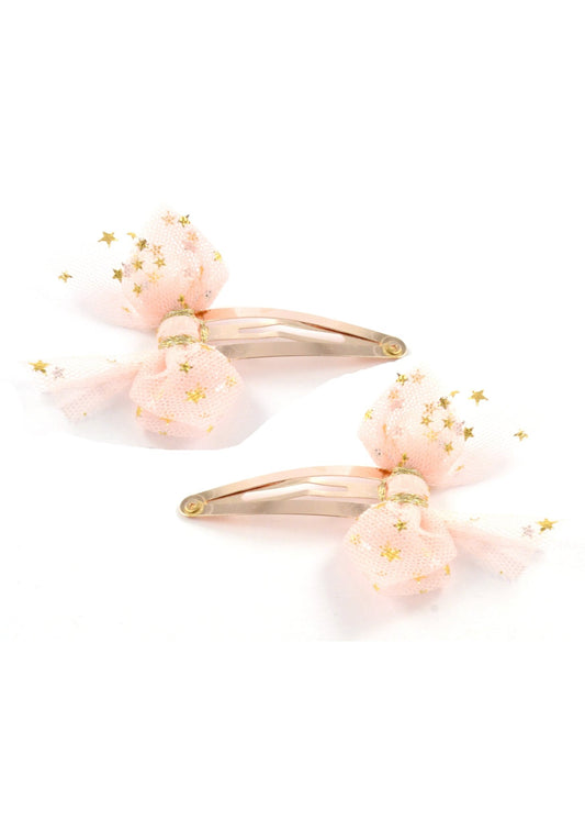 Starry Tulle Clip Pair - Pink and Rose Gold - Ariana Ost