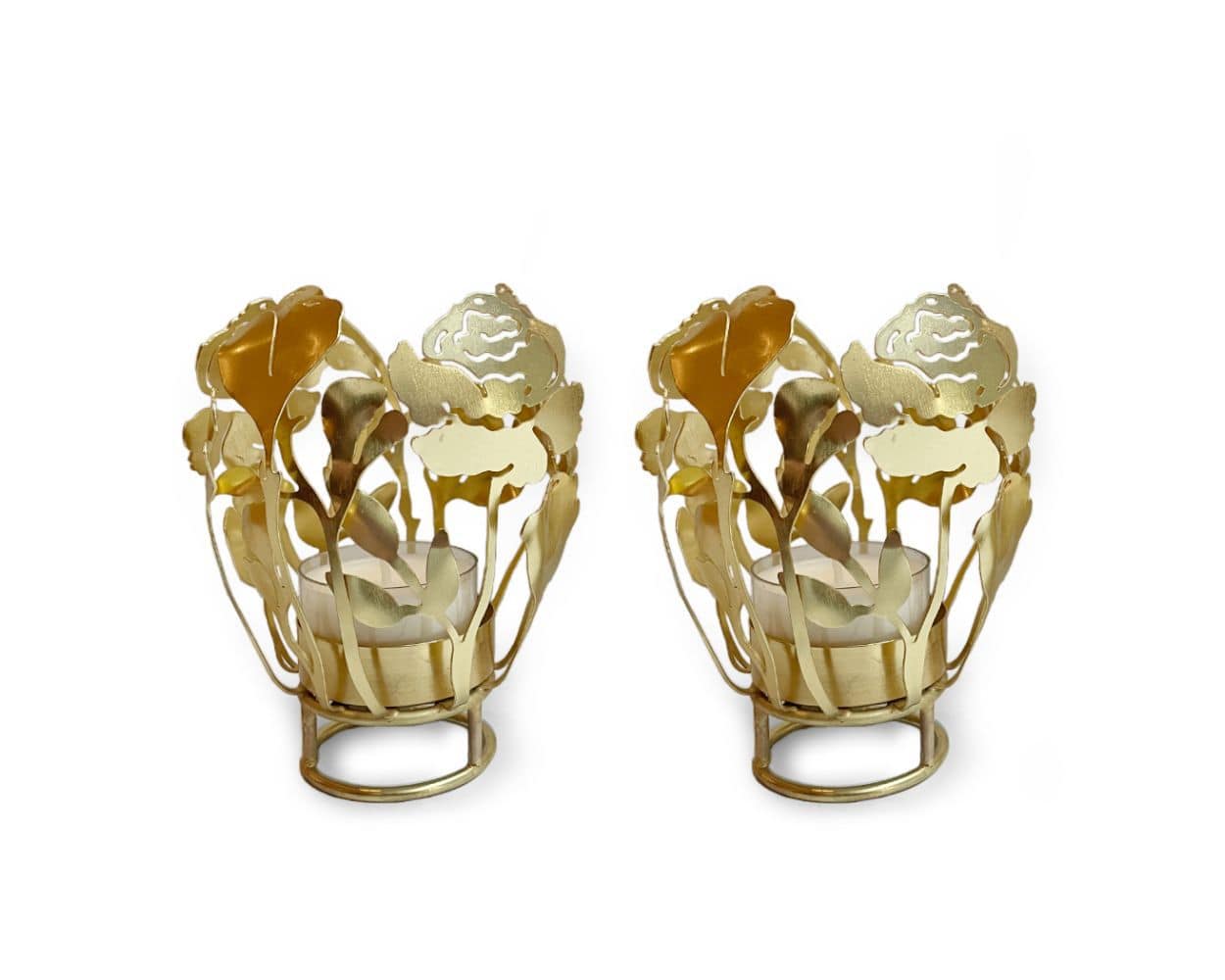 Floral Tea Light Candle Holder Set