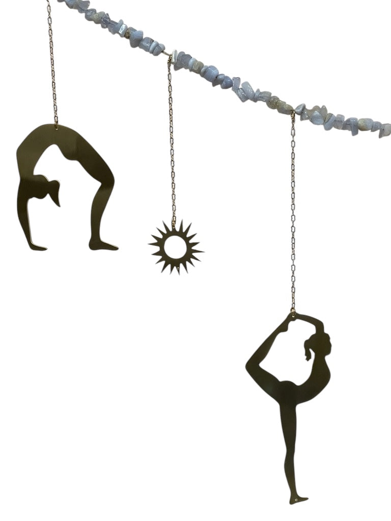 Ariana Ost Yoga Pose & Moonstone Garland – Handmade Decorative Hanging for Yoga & Meditation Spaces