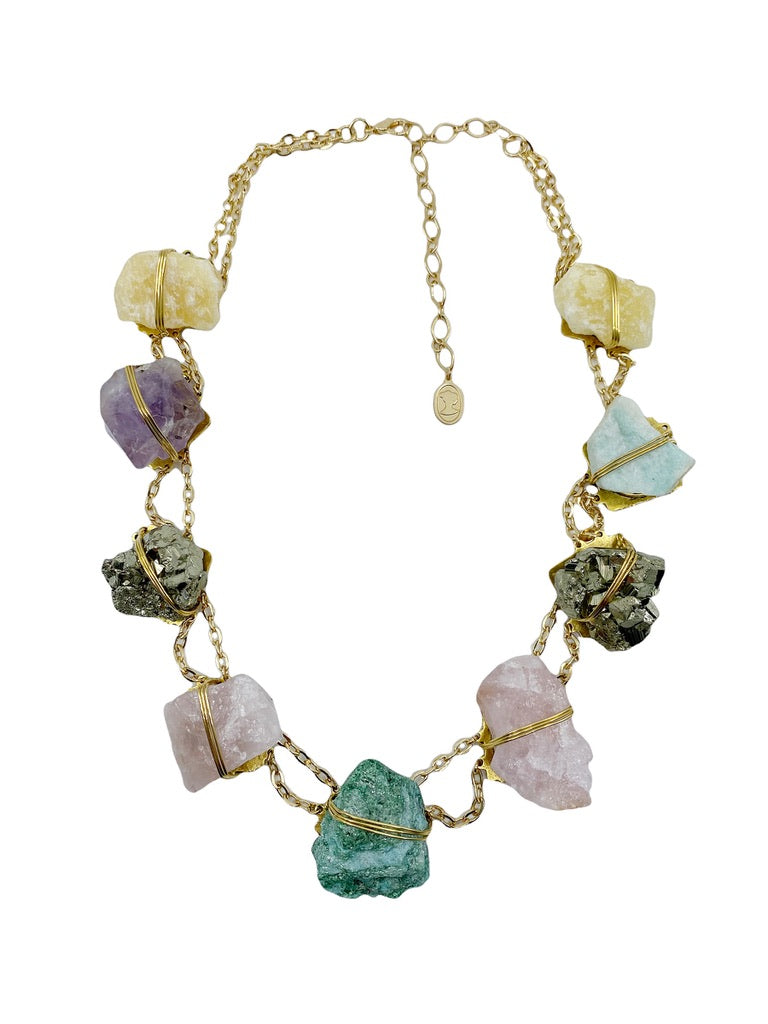 healing crystal statement necklace