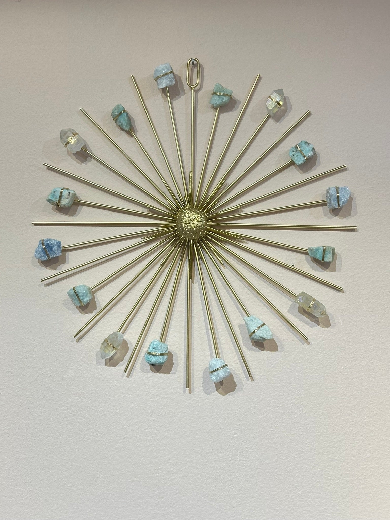 Mega Beach Vibes Sunburst Crystal Grid - Aura Quartz, Blue Calcite, Aquamarine, Amazonite - Ariana Ost 