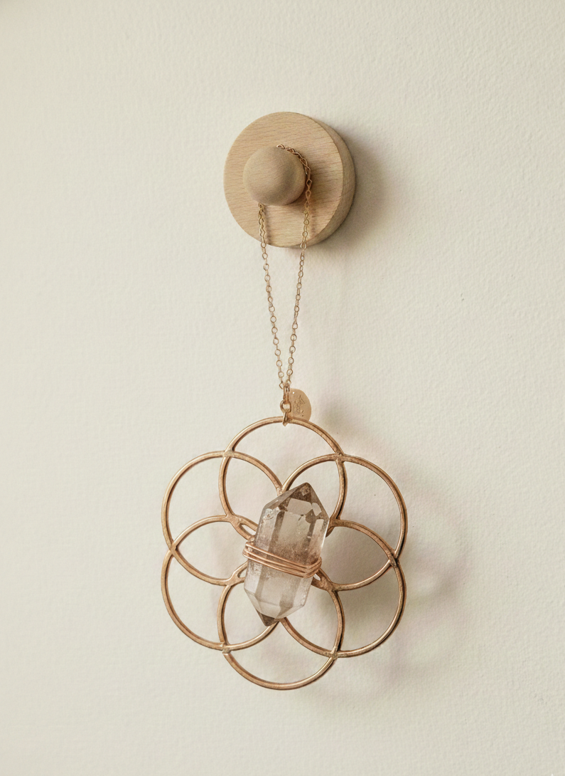 Super Mini Flower Of Life Healing Crystal Grid Ornament - Clear Quartz - Ariana Ost 