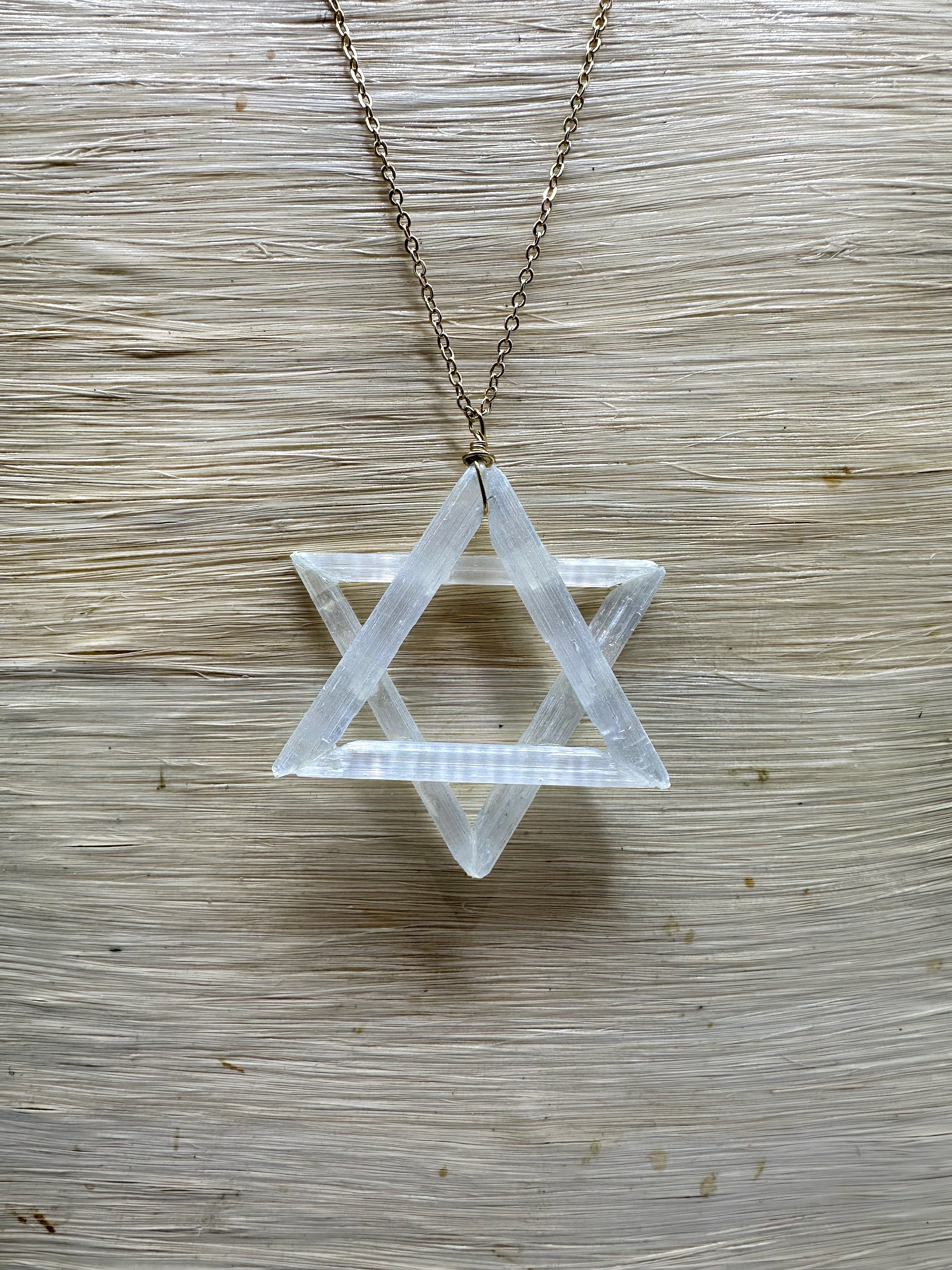 Selenite Jewish Star Necklace - Ariana Ost 