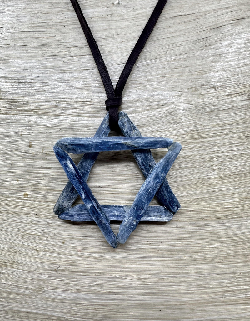 Blue Kyanite Jewish Star Necklace