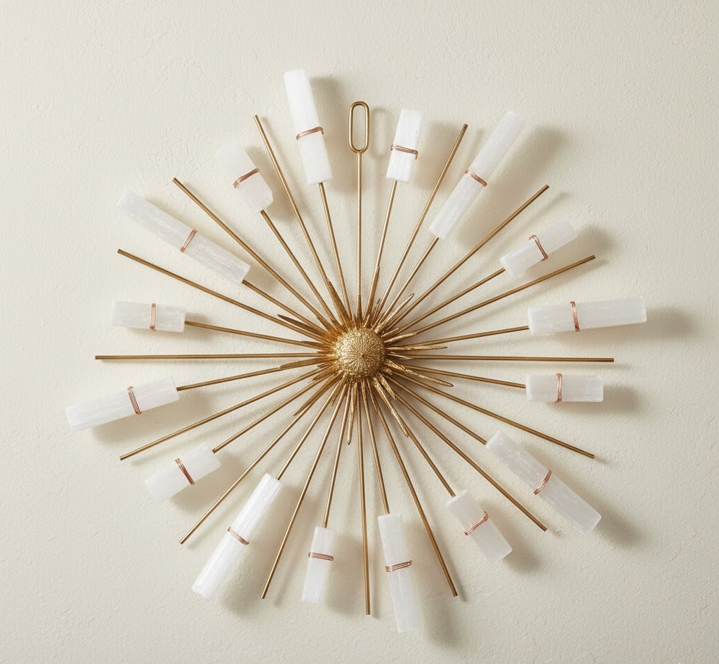 Mega Selenite Sunburst Healing Crystal Grid - Ariana Ost 