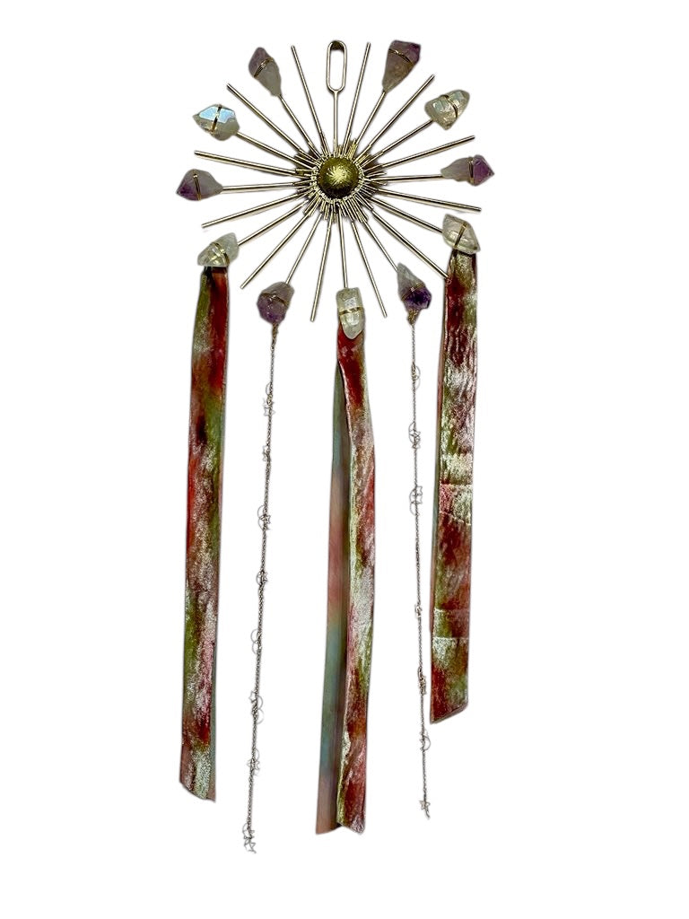 Sunburst Healing Crystal Dreamcatcher Amethyst and Aura Quartz - Ariana Ost 