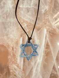 Blue Kyanite Jewish Star Necklace 