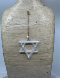 Selenite Jewish Star Ornament