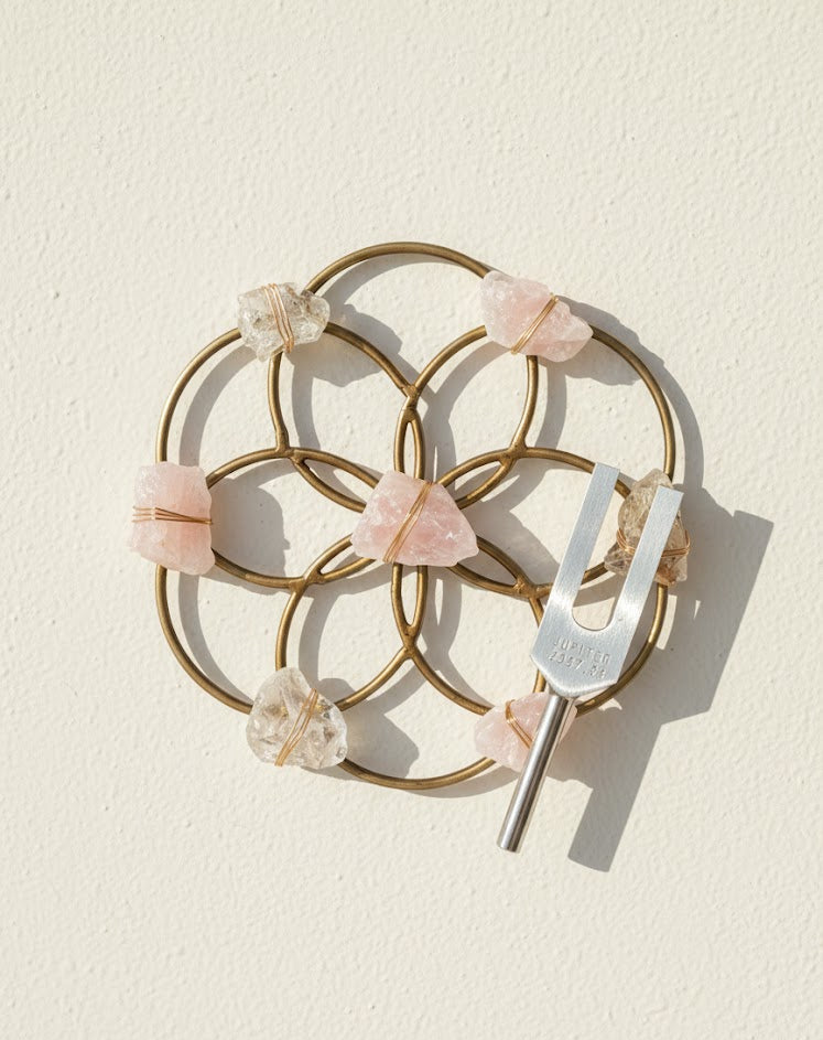 Sound Healing Chakra Crystal Grid and Tuning Fork Set - Ariana Ost 