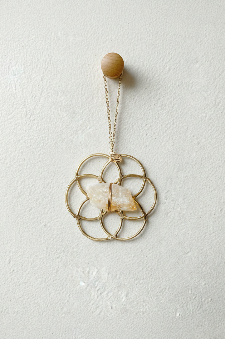 Super Mini Flower Of Life Healing Crystal Grid Ornament - Citrine - Ariana Ost 