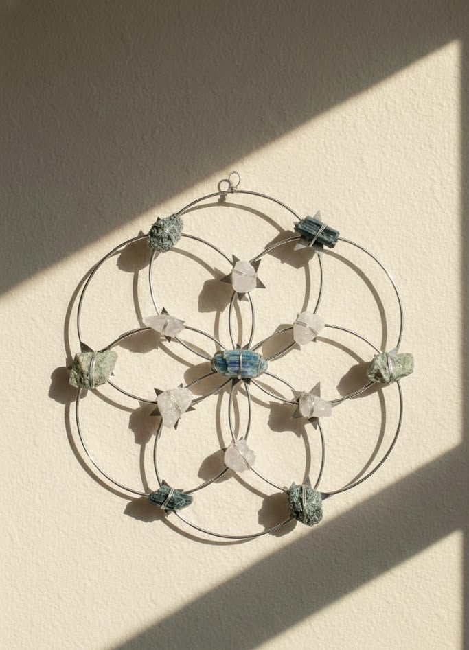 Large Flower of Life Healing Crystal Grid - Silver - Ariana Ost