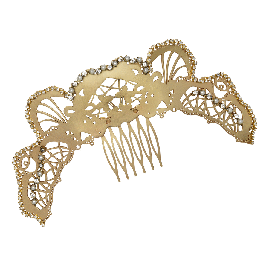 Art Nouveau Embellished Curved Hair Comb - Ariana Ost
