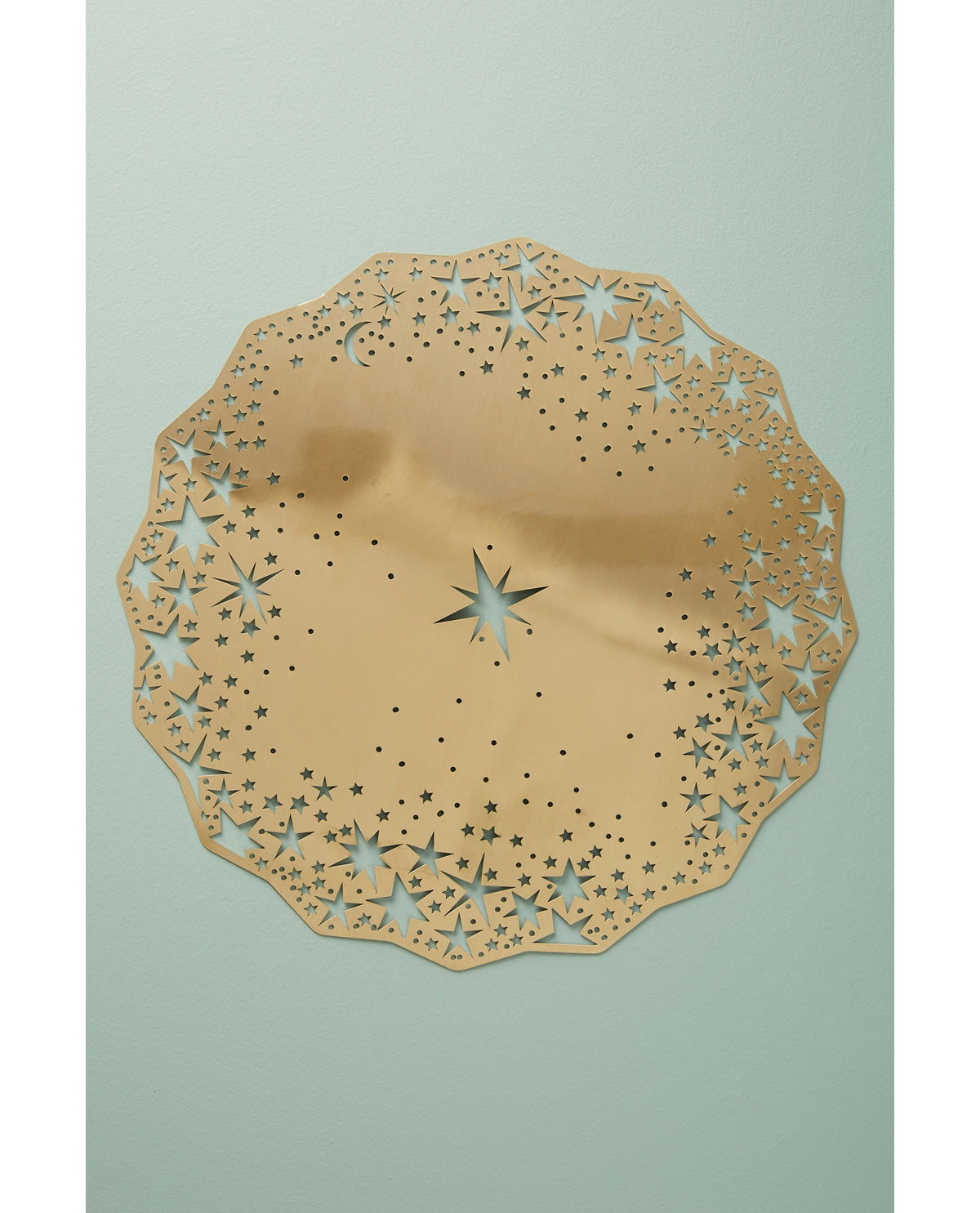 Gold Celestial Placemat Charger on a sage table - Ariana Ost