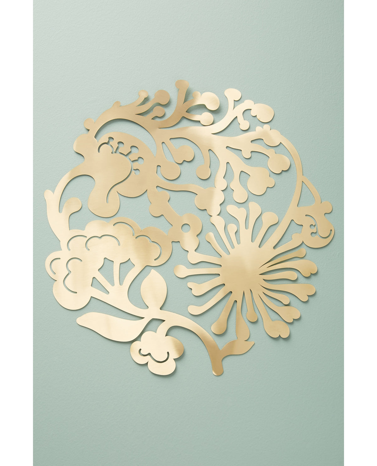 Gold Floral Wreath Placemat Charger on a sage table - Ariana Ost