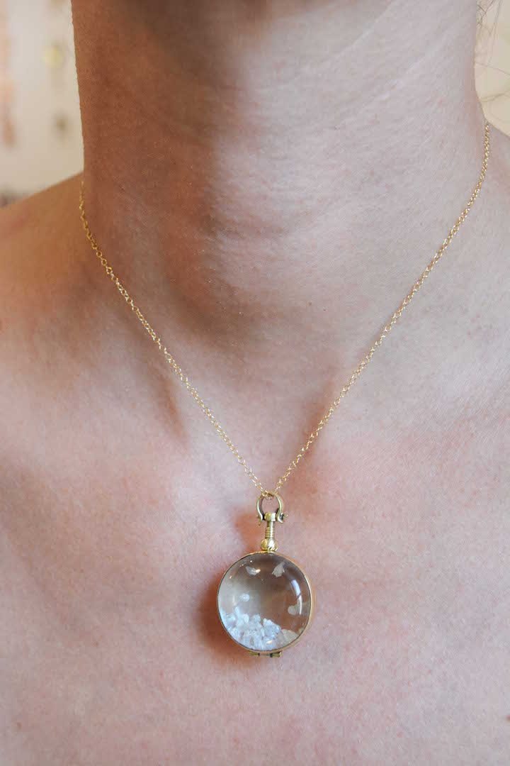 Healing Crystal Shaker Necklace – Large Round Locket - Ariana Ost