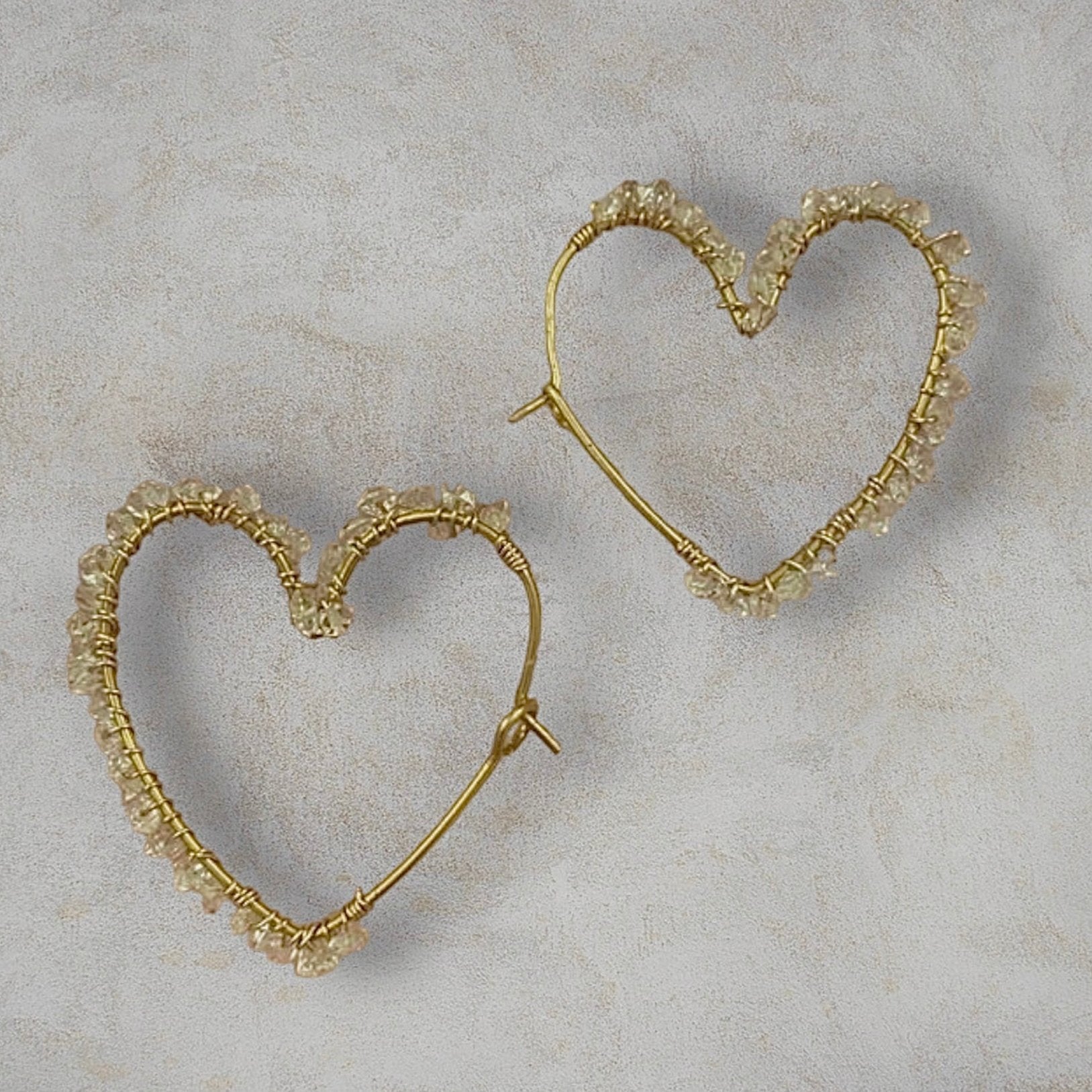 Heart Shaped Mini Herkimer Diamond Hoop Earrings - Ariana Ost