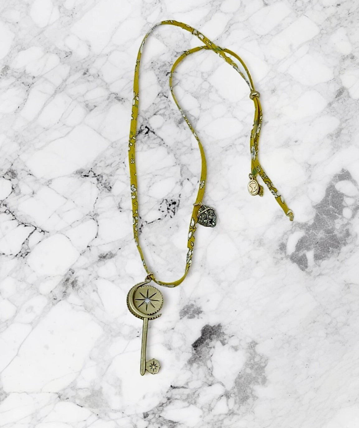 Liberty Print Moon North Star Key Necklace - Ariana Ost