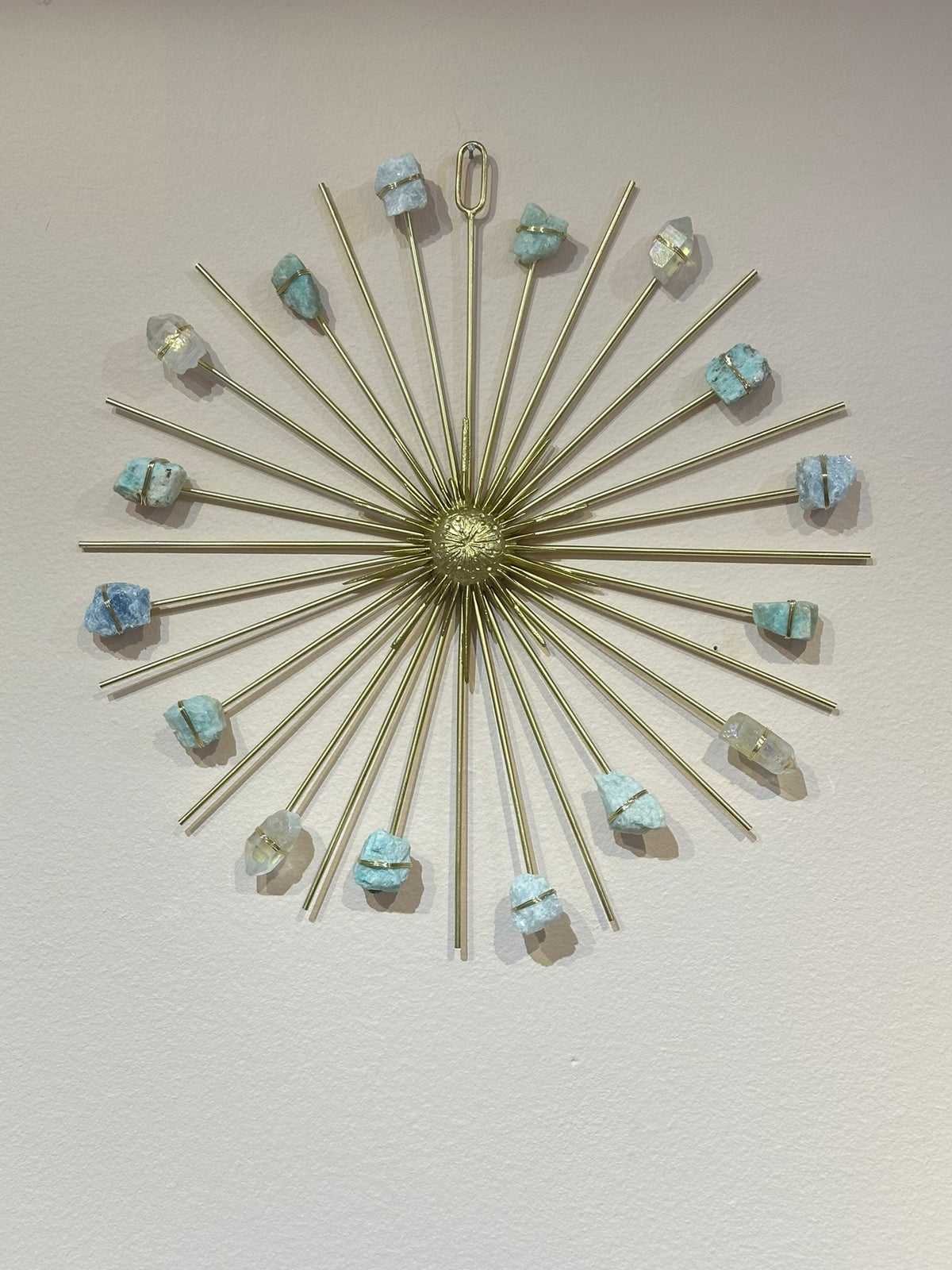 Mega Beach Vibes Sunburst Crystal Grid - Aura Quartz, Blue Calcite, Aquamarine, Amazonite - Ariana Ost 