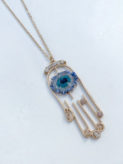 Healing Crystal Hamsa Necklace