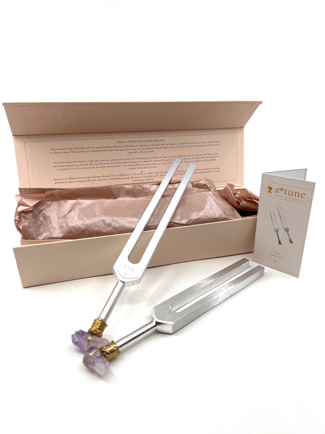 Ariana Ost C & G Tuning Forks for Sound Healing with Brass caps and Amethyst - Grey - GOLD/AMETHYST Ariana Ost C & G Tuning Forks for Sound Healing with Brass caps and Amethyst - Grey - GOLD/AMETHYST