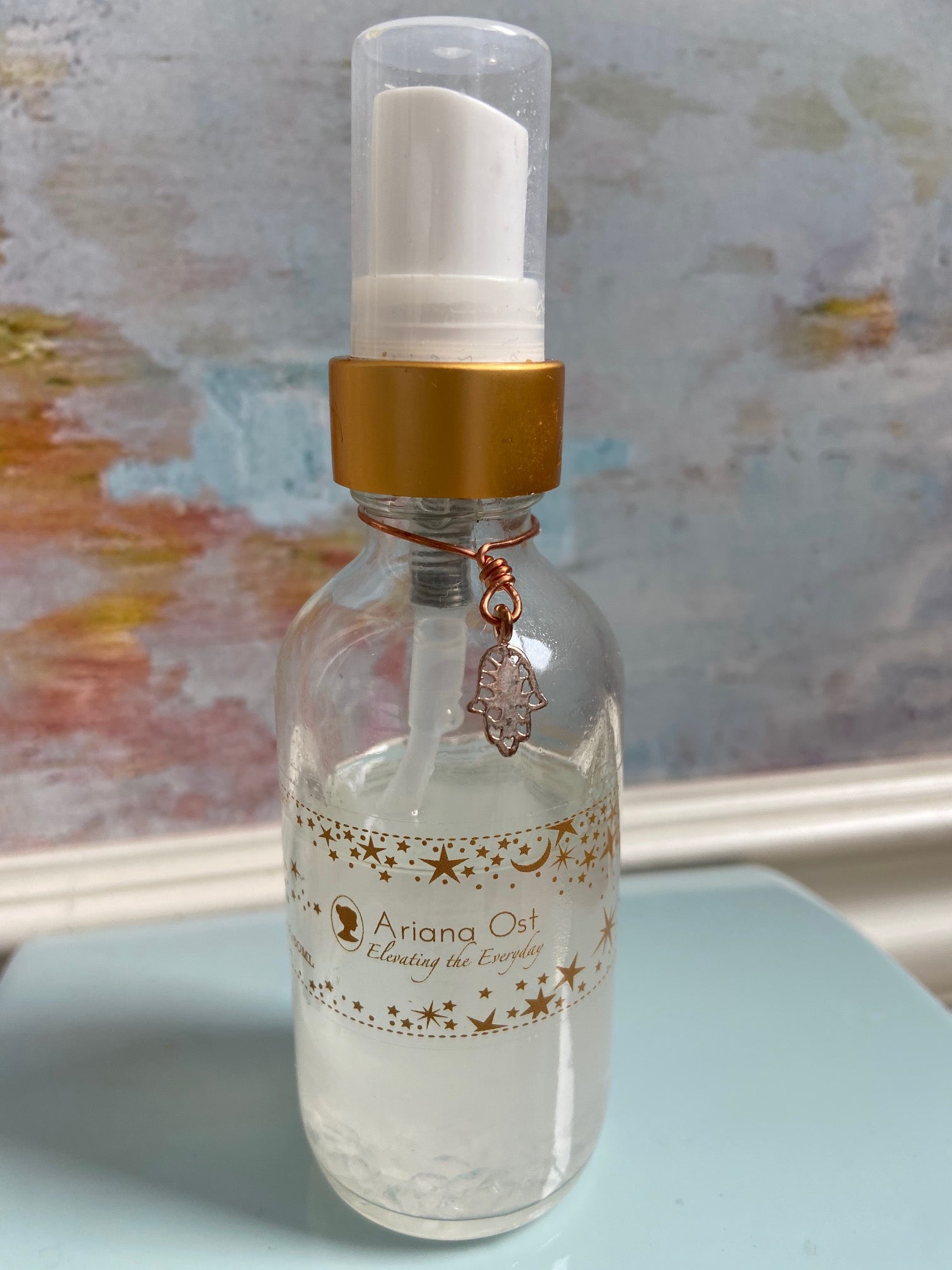 Crystal Infused Hand Sanitizer with Copper Hamsa Charm - Ariana Ost