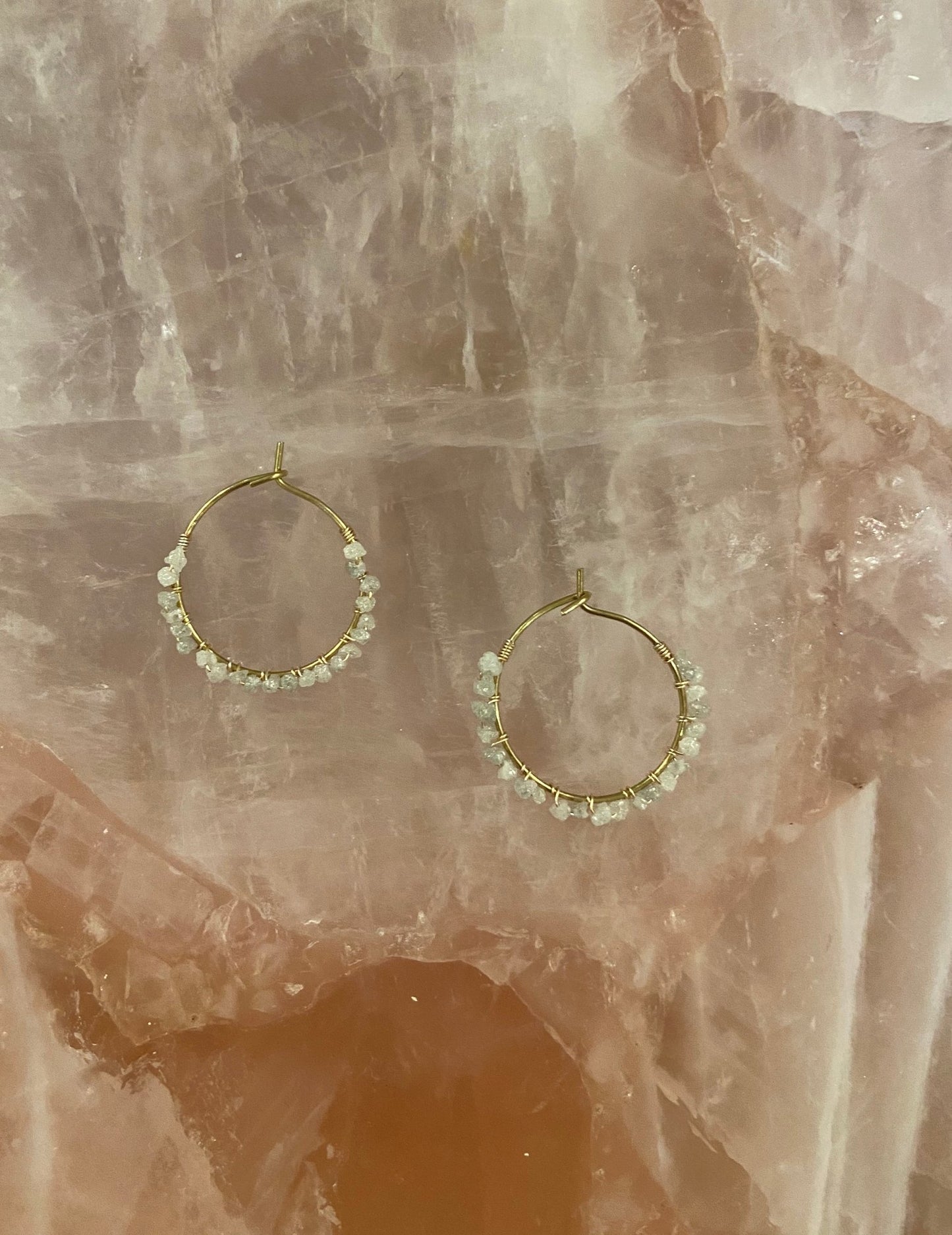 Delicate Rough Diamond Hoop Earrings - Ariana Ost