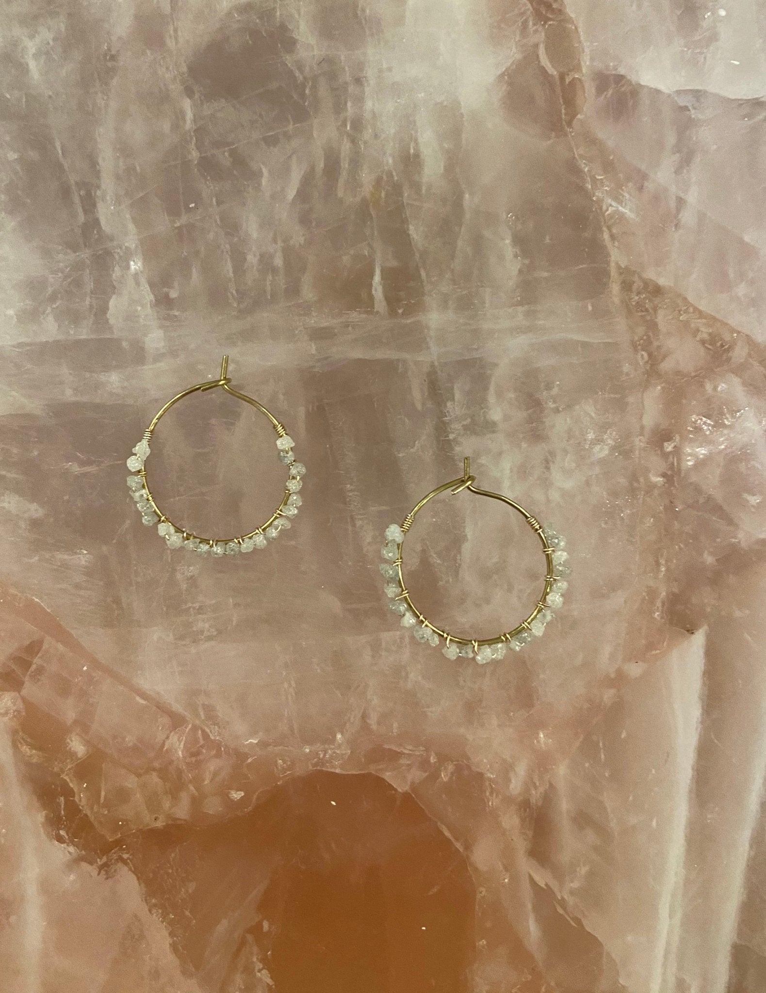 Delicate Rough Diamond Hoop Earrings - Ariana Ost