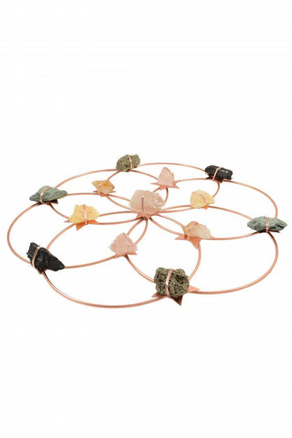 Flower Of Life Healing Crystal Grid - Rose Gold Rainbow - Ariana Ost