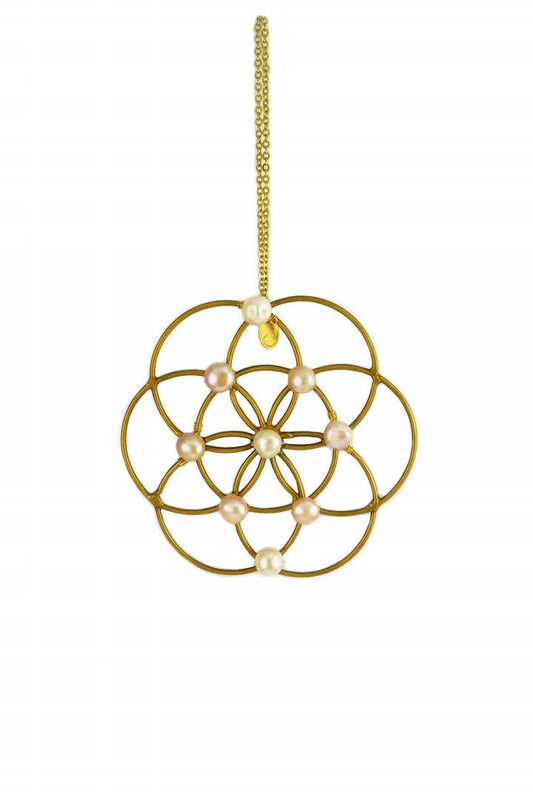 Freshwater Pearl Flower Of Life Grid Ornament - Ariana Ost